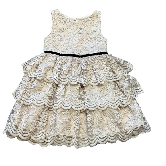 Girls 2T Blush Pink Lace Ruffle Party Dress Pastourelle by Pippa & Julie - Picture 1 of 9